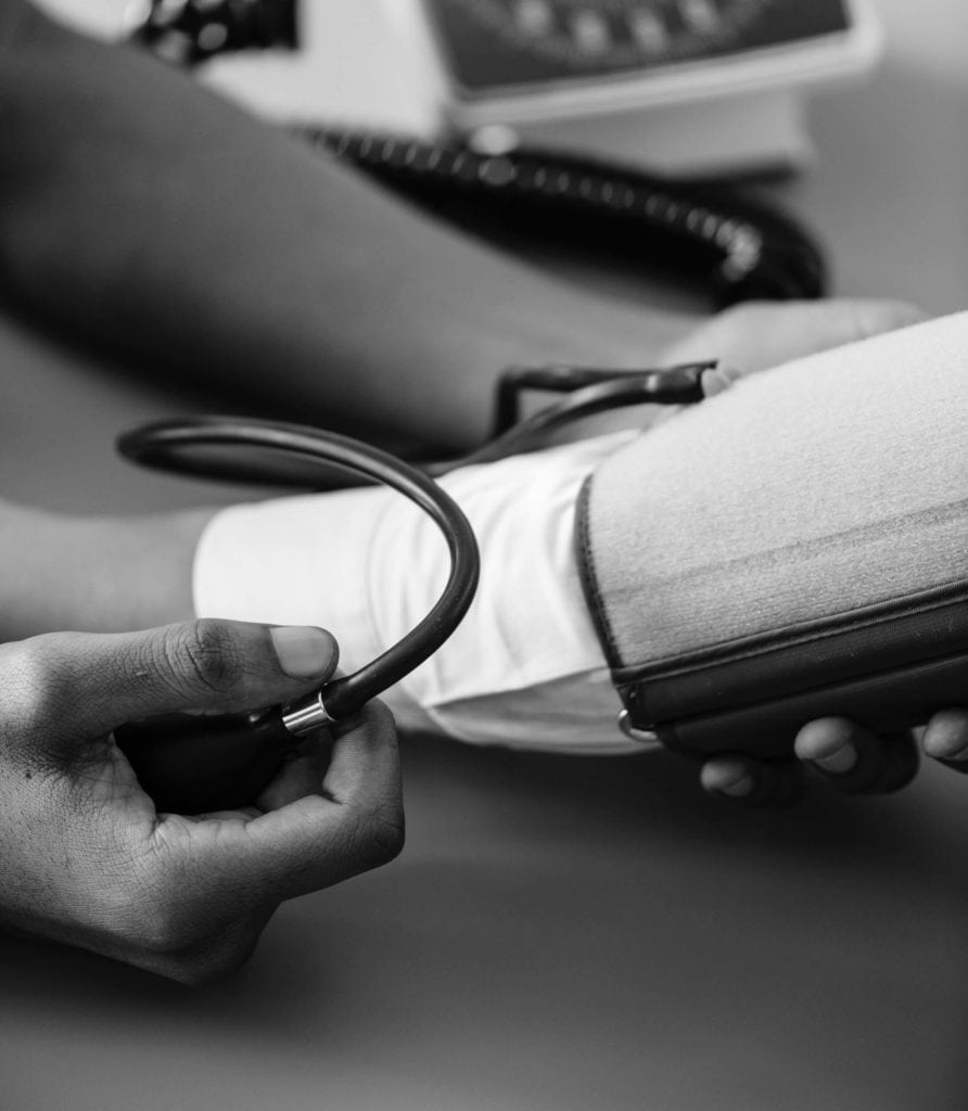 A photo of a nurse's hand measure a blood pressure in Nashville